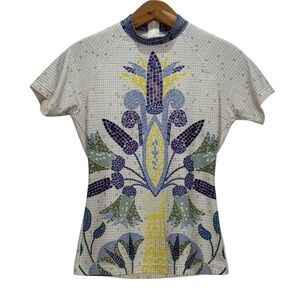 Tory Burch Mosaic Patterned Women's swim Top size small petite